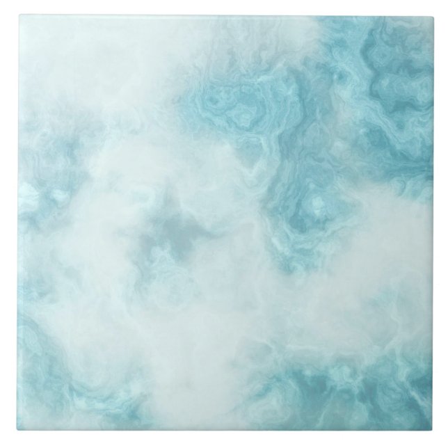 Blue white marble effect ceramic tile (Front)