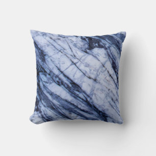 Blue & White Marble Stone Swirl Modern Chic Cushion