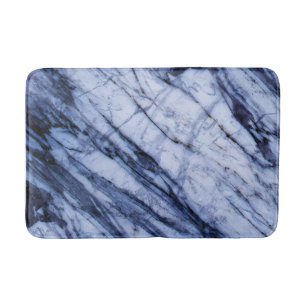 Blue & White Marble Swirl Modern Chic Bath Mat