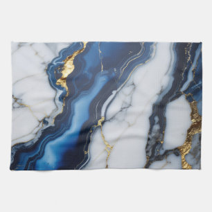 blue white marble texture gold texture pattern lux tea towel