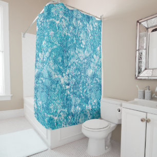 Blue & White Marble Texture Shower Curtain