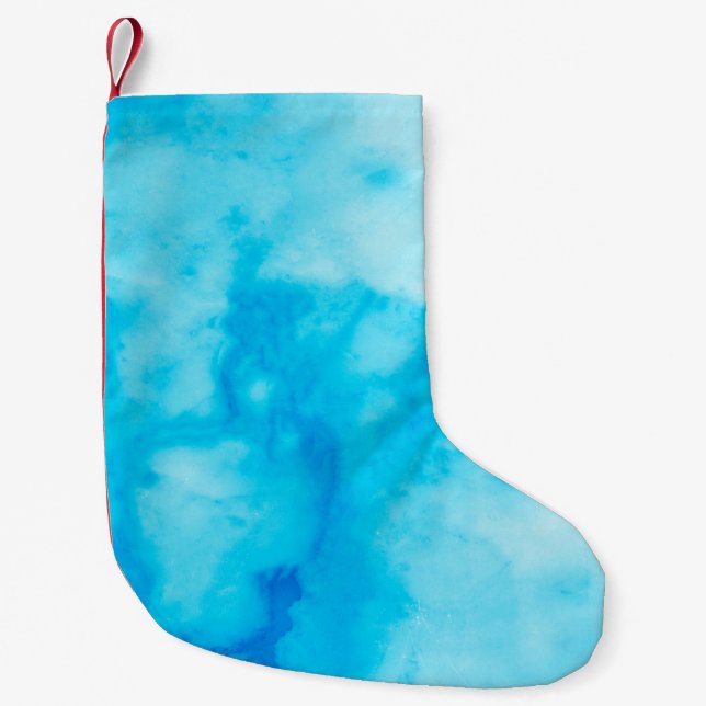 Blue White marble texture with natural patternabst Small Christmas Stocking (Front)