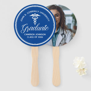 Blue White Medical School Graduation Party Hand Fan