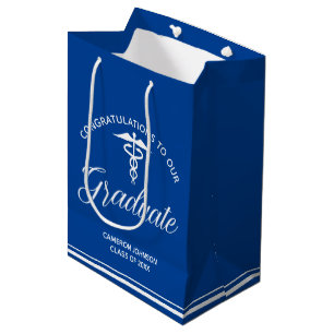 Blue White Medical School Graduation Party Medium Gift Bag