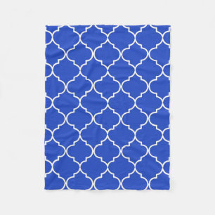 Blue & White Mediterranean Moroccan Pattern Fleece Blanket