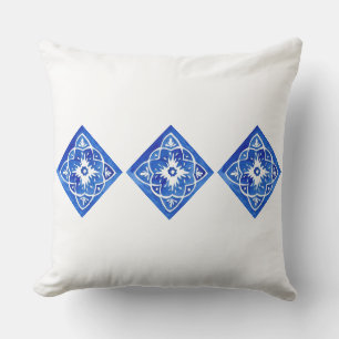 Blue & White Mediterranean Tile Large Outdoor Cushion