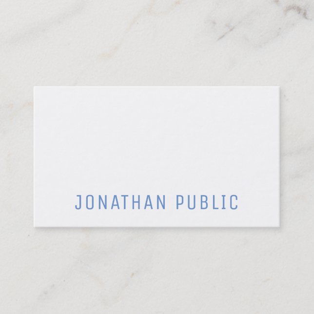 Blue White Minimal Design Template Modern Elegant Business Card (Front)