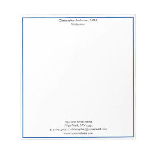 Blue White Minimalist Business Professional   Notepad