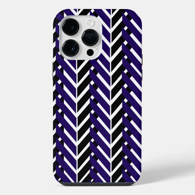 Blue White Modern Chevron Pattern iPhone Case (Back)