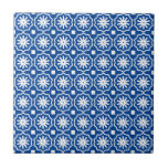 Blue white modern geometric floral pattern ceramic tile<br><div class="desc">Blue white modern geometric floral pattern ceramic tile</div>