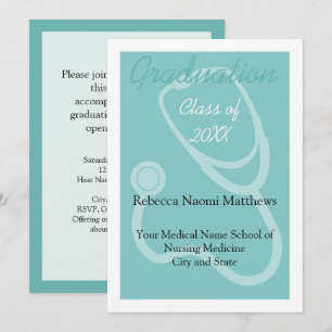 Blue/White Modern Medical Graduation Announcement