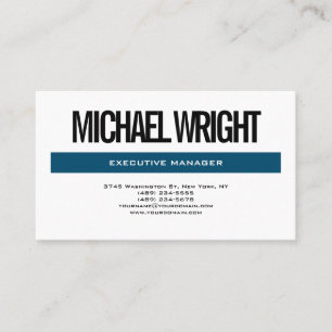 Blue White Modern Plain Simple Minimalist Bold Business Card