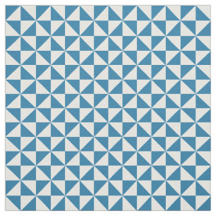Blue White Modern Triangles Pattern Fabric