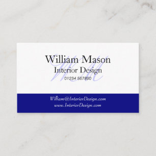 Blue & White Monogram Business Card