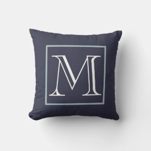 Blue White Monogram Cushion
