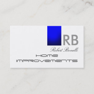 Blue White Monogram Home Repairs Business Card