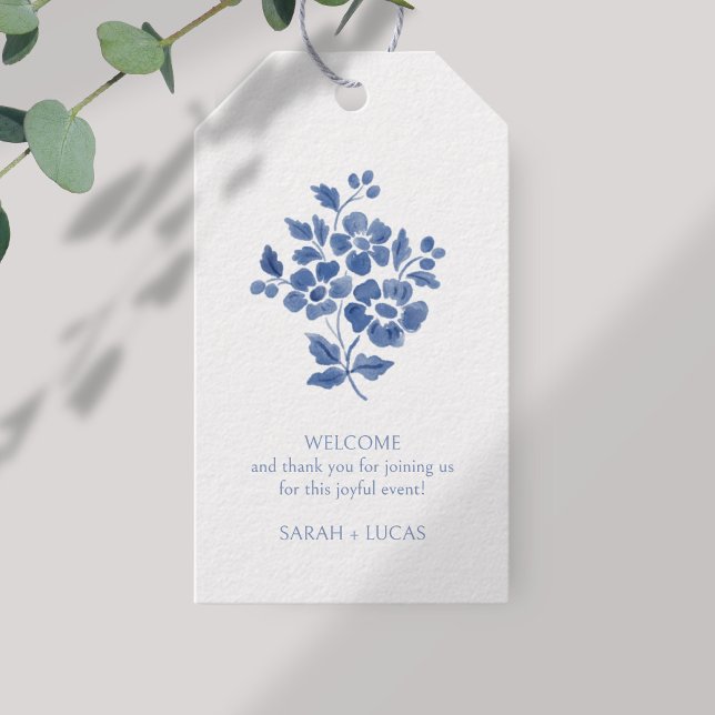 Blue & White Monogram Wedding Gift Tag (Creator Uploaded)