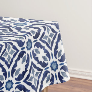 Blue & White Moroccan Tile Pattern Tablecloth