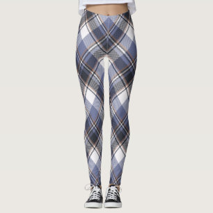 Blue/White Multi Plaid Women's Leggings