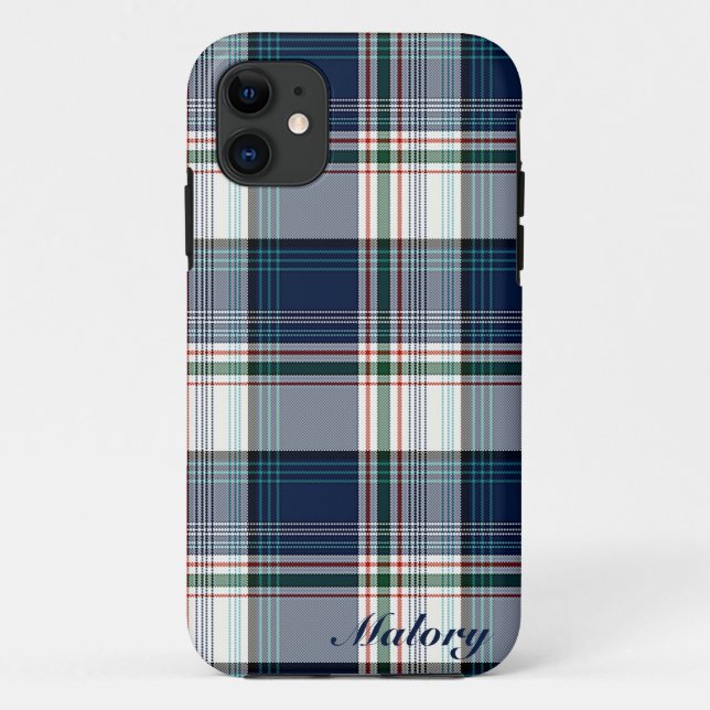 Blue & White Multi Thread Plaid Case-Mate iPhone Case (Back)