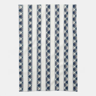 Blue, White, Multi Thread Plaid Stripes Tea Towel
