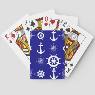 Blue White Nautical Coastal Boating Playing Cards