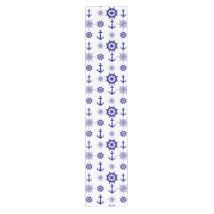 Blue White Nautical Coastal Boating Short Table Runner
