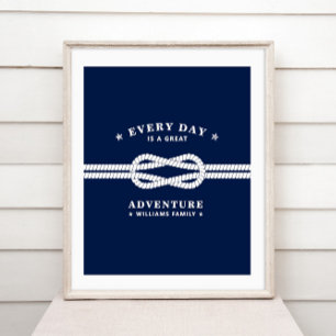 Blue White Nautical Knot Personalizable Poster
