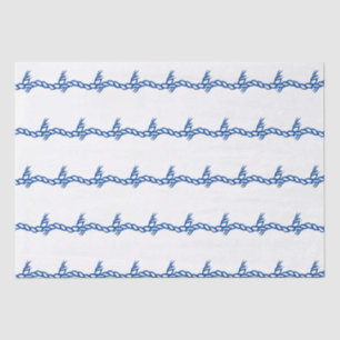 Blue white nautical rope waves pattern gift tissue paper