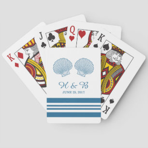 Blue White Nautical Seashells Playing Cards