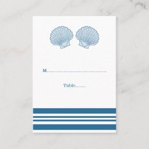 Blue White Nautical Seashells Wedding Place Cards