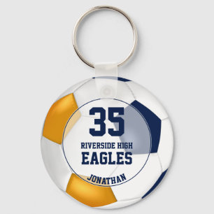 blue white orange boys soccer team name key ring