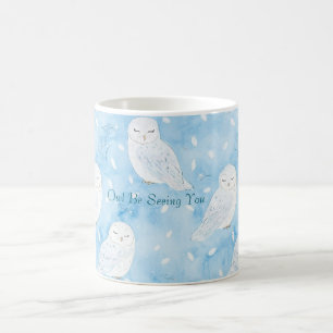 Blue White Owls Coffee Mug