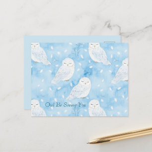 Blue White Owls Postcard