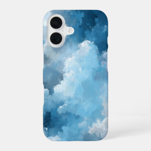 Blue & White Painted Clouds iPhone 16 Case
