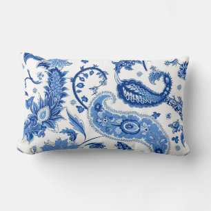 Blue & White Paisley Throw Pillow