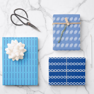 Blue white pastel blue lines circles wrapping paper sheet