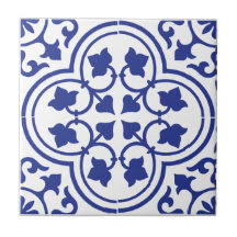 Blue & White Pattern Ceramic Tile
