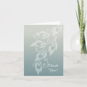 Blue White Peacock Feather Thank You Card