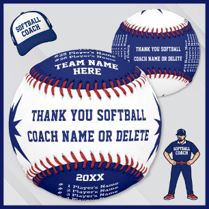 Blue, White Personalised Softball Coach Gifts