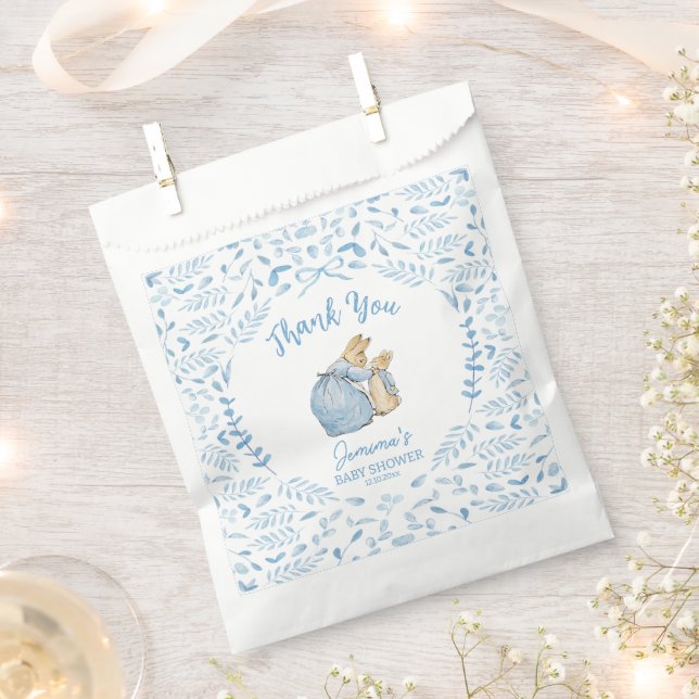 Blue White Peter the Rabbit Beatrix Baby Shower Favour Bag (Clipped)