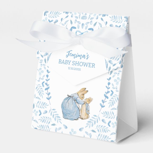 Blue White Peter the Rabbit Beatrix Baby Shower Favour Box (Front Side)