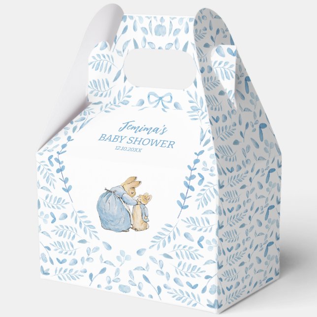 Blue White Peter the Rabbit Beatrix Baby Shower Favour Box (Front)