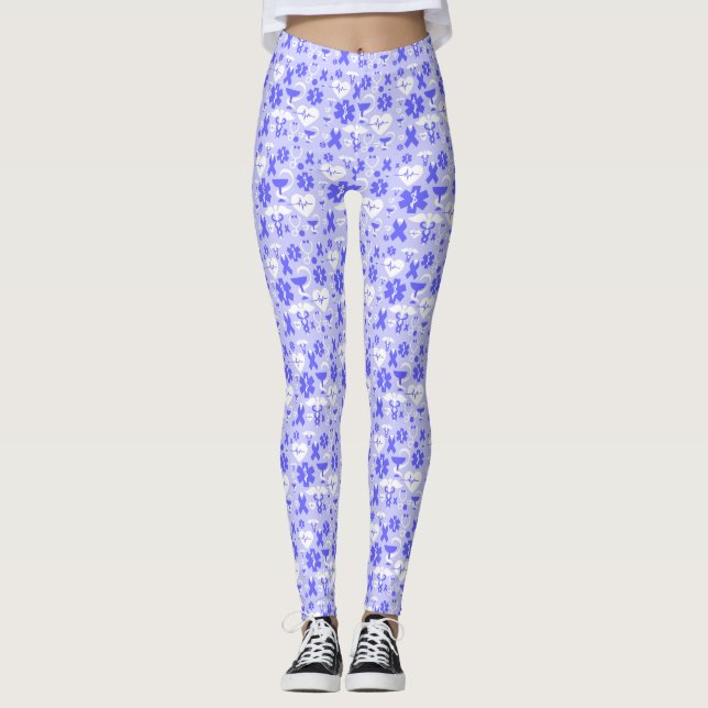 Blue white pharmacy element pattern leggings (Front)