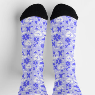 Blue white pharmacy element pattern socks
