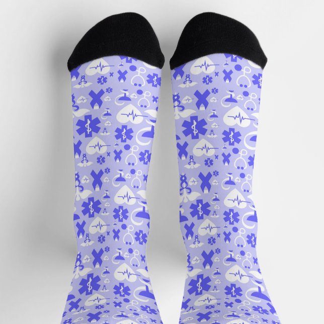 Blue white pharmacy element pattern socks (Top)