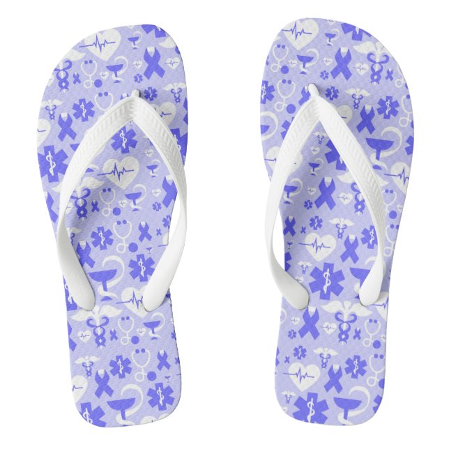Blue white pharmacy element pattern thongs (Footbed)