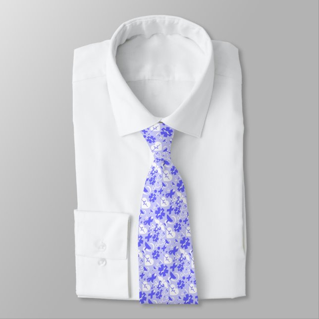 Blue white pharmacy element pattern tie (Tied)