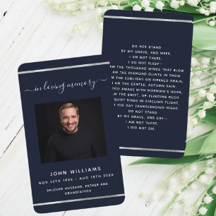 Blue white photo funeral prayer card