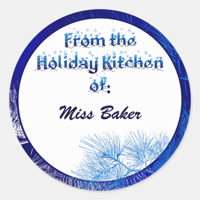 Blue White Pine Holiday Kitchen Of Custom Stickers (Front)
